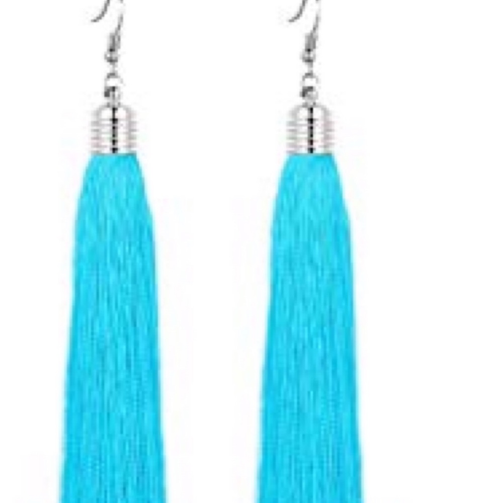 Blue tassel earrings